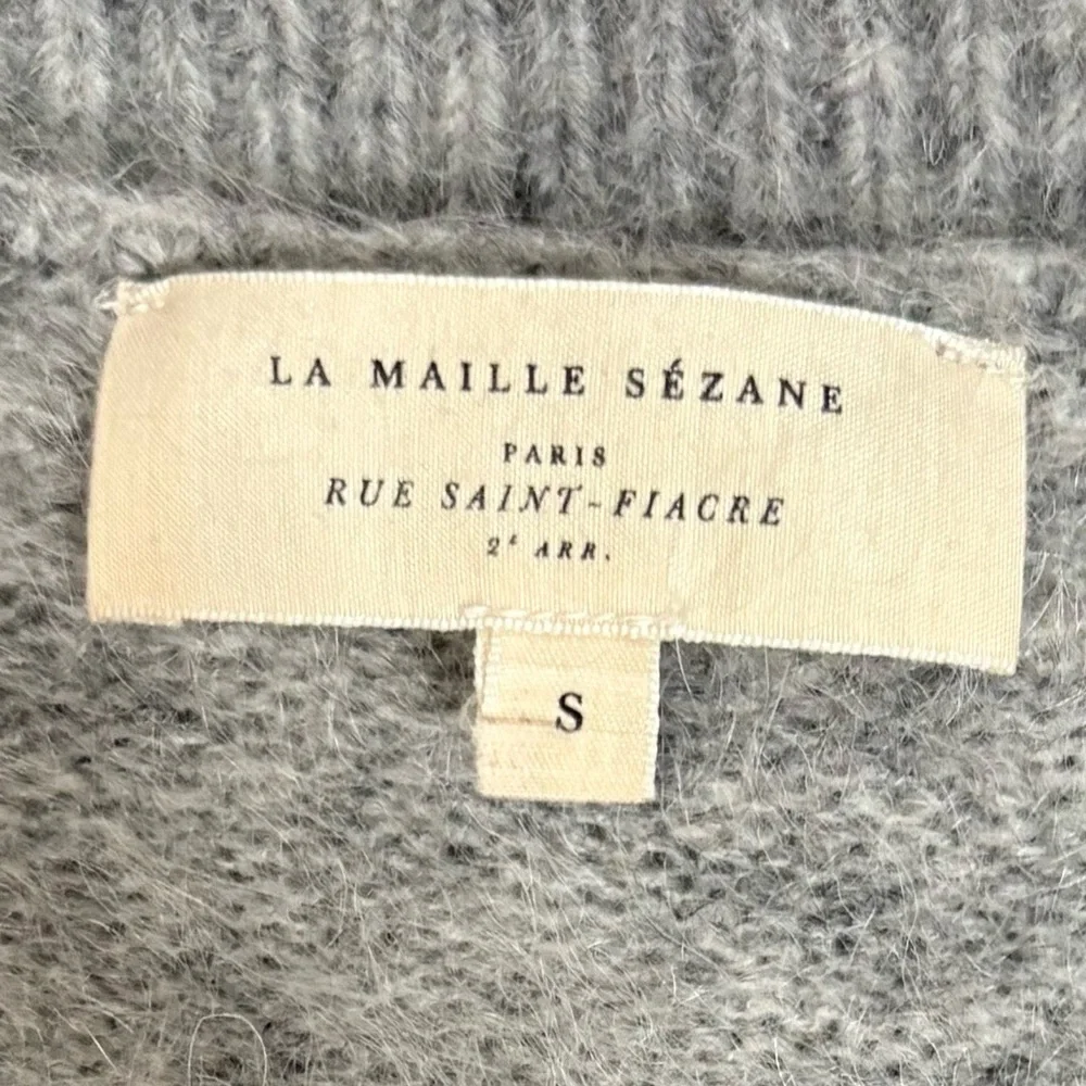 Sézane Alfred Grey Mohair Merino Lace Hem Sweater – Size Small - Picture 4 of 7